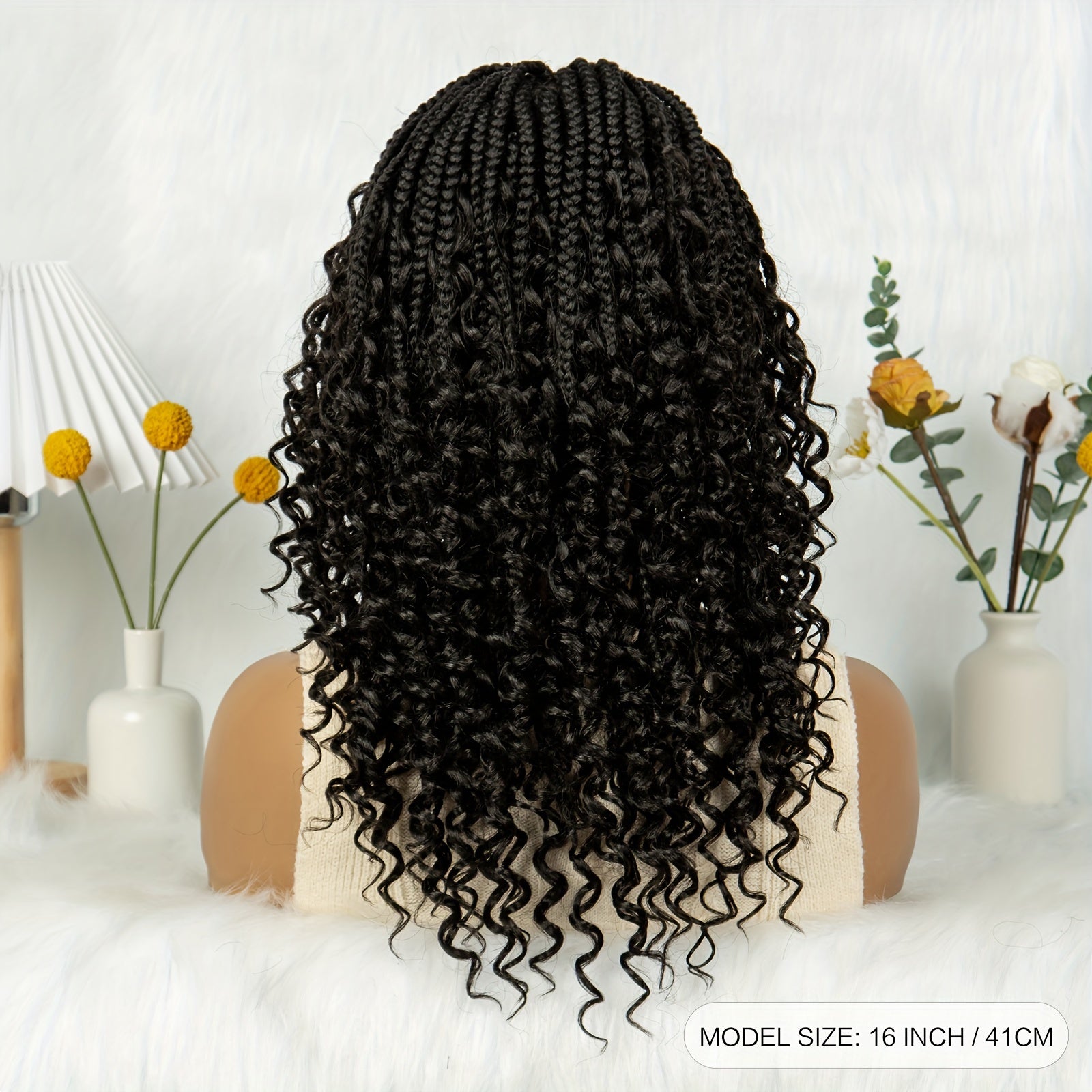 150% Density Full Lace Goddess Wig for Women - Curly Braided Butterfly Edge Style, Medium Length, High-Temperature Fiber, Perfect for African American Women, Vacation Ready, Lace Front Wig